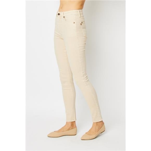 NWT Judy Blue Full Size Garment Dyed Tummy Control Skinny Jeans, in Bone 0-24W - Picture 3 of 7